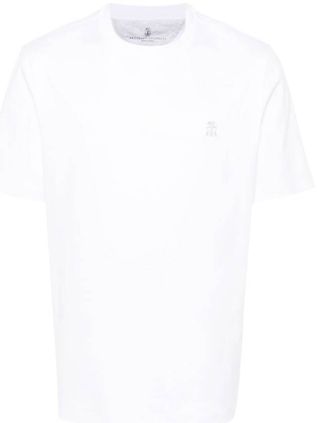 Logo Cotton Short-Sleeved T-Shirt White - BRUNELLO CUCINELLI - BALAAN 3