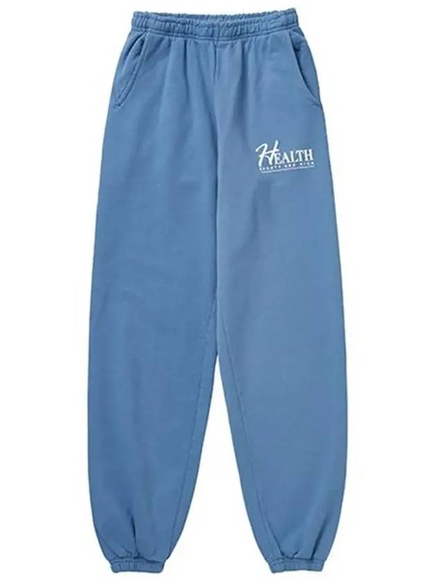 Slogan Print Big H Cotton Track Pants Blue - SPORTY & RICH - BALAAN 4