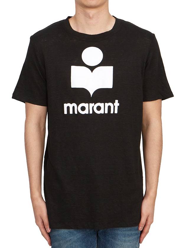 Karman Logo Print Linen Short Sleeve T-Shirt Black - ISABEL MARANT - BALAAN 2