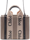 Woody Small Canvas Tote Bag Navy Beige - CHLOE - BALAAN 2