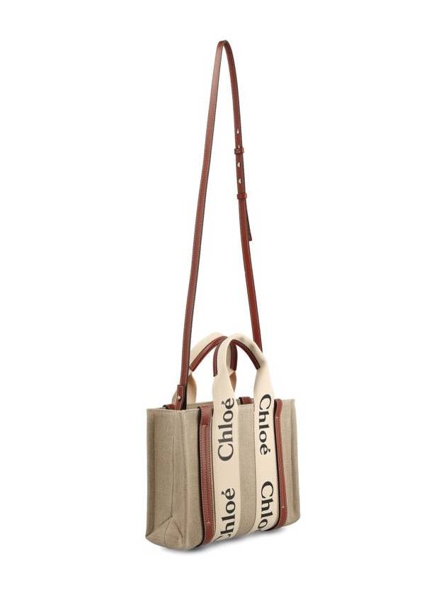 Woody Small Canvas Tote Bag White Brown Beige - CHLOE - BALAAN 4