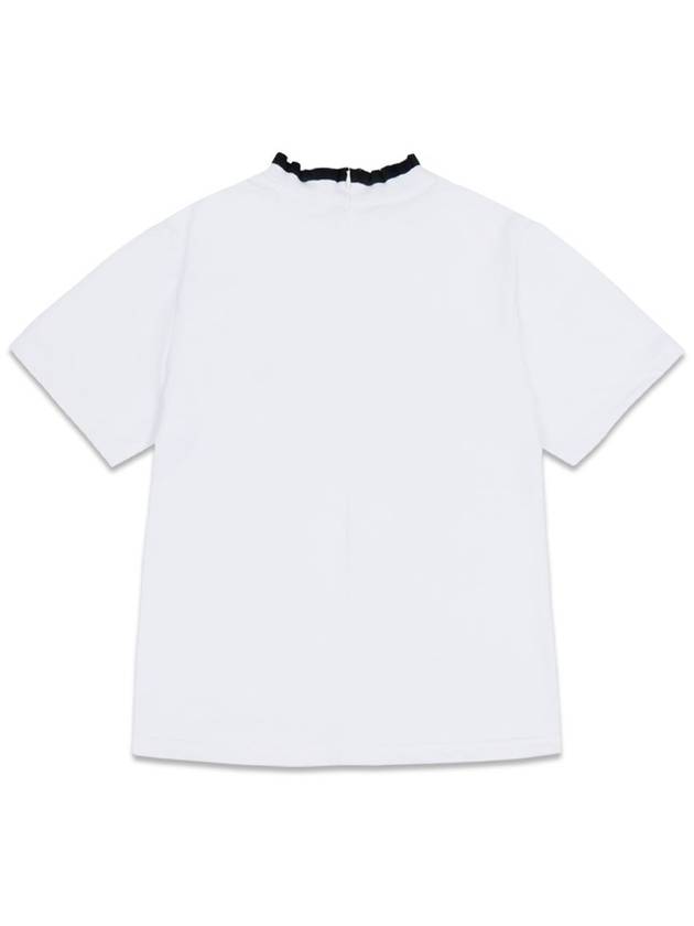 Frill Slim Half Neck Short Sleeve T-Shirt White MCSS24ST4WH - MACKY - BALAAN 3