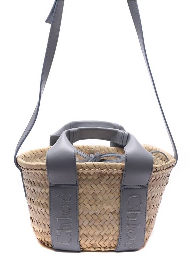 Sense Small Raffia Tote Bag Beige Blue - CHLOE - BALAAN 5