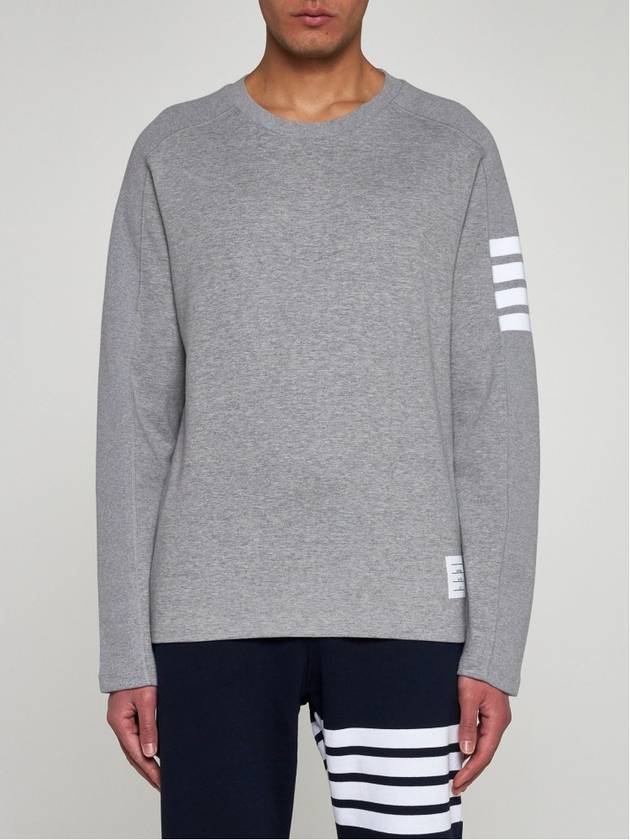 4-Bar Striped Cotton Long Sleeve T-Shirt Light Grey - THOM BROWNE - BALAAN 5