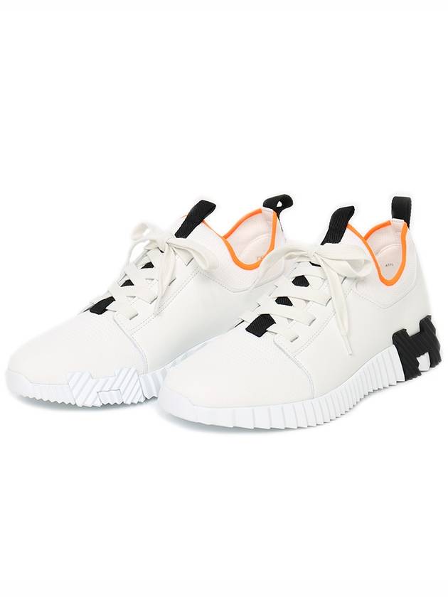 Depart Knit Calfskin Low Sneakers Blanc - HERMES - BALAAN 3