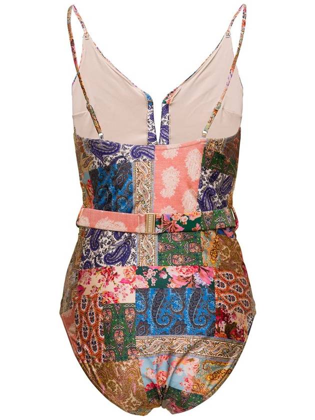 Multicolor Swimsuit With All-Over Paisley Motif And Belt In Stretch Polyamide Woman - ZIMMERMANN - BALAAN 2