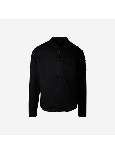 Gabardine Zip Up Long Sleeve Shirt Black - CP COMPANY - BALAAN 2