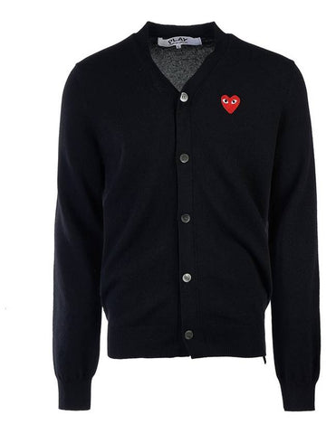 Men's Heart Waffen Wool Cardigan AZN008 BLACK - COMME DES GARCONS - BALAAN 1