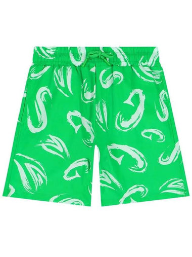 Kids Logo Pattern Short Pants Green S4MSJBBE245 080 - MSGM - BALAAN 1