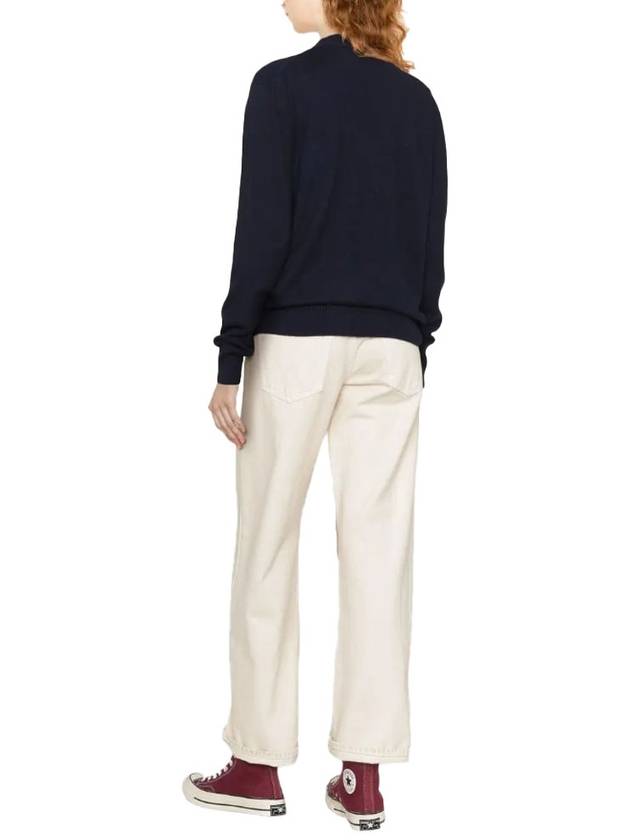 Isabel Marant Women's KARIN Logo Cotton Wool Cardigan Navy CA0008FAA1X05E30MI - ISABEL MARANT ETOILE - BALAAN 4