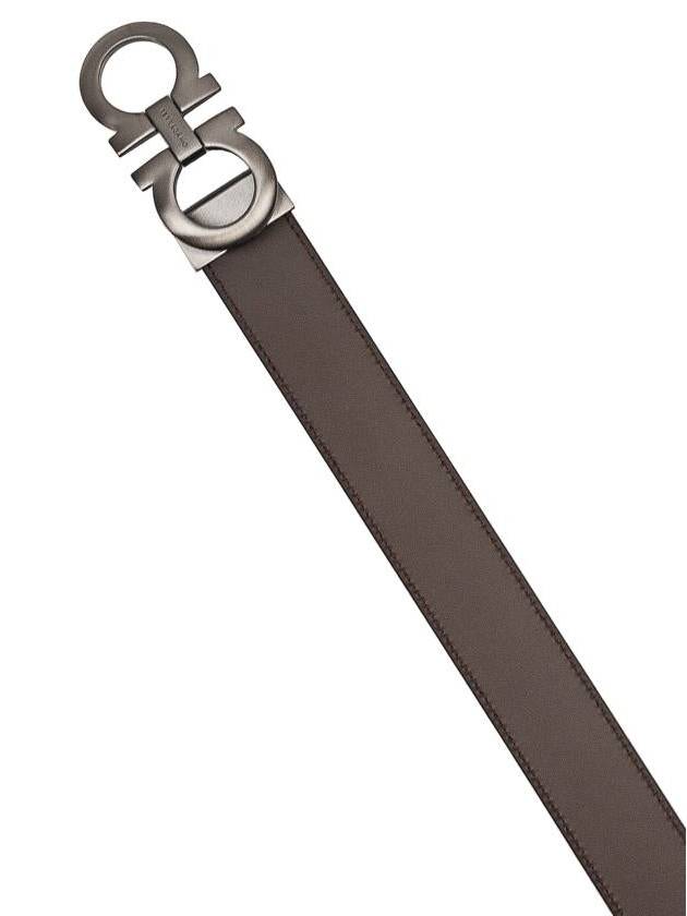 Gancini Reversible Adjustable Leather Belt Black Dark Brown - SALVATORE FERRAGAMO - BALAAN 4