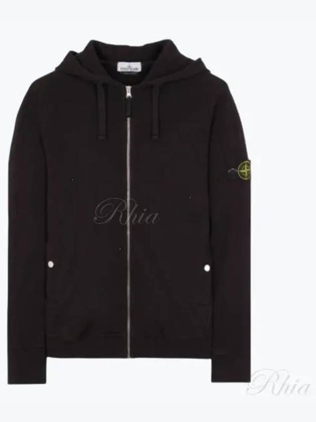 Logo Patch Cotton Zip Up Hoodie Balck - STONE ISLAND - BALAAN 2