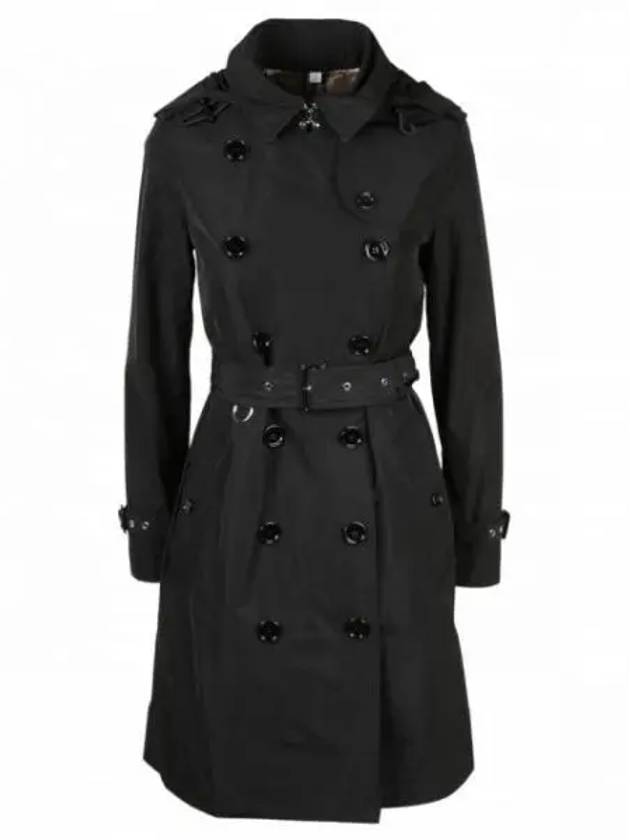 Detachable Hood Teffeta Kensington Trench Coat Black - BURBERRY - BALAAN 2