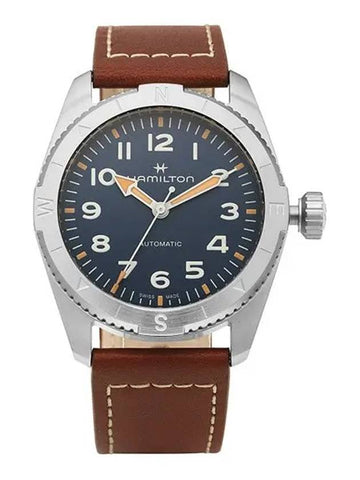 Khaki Field Expedition Leather Watch Blue - HAMILTON - BALAAN 1