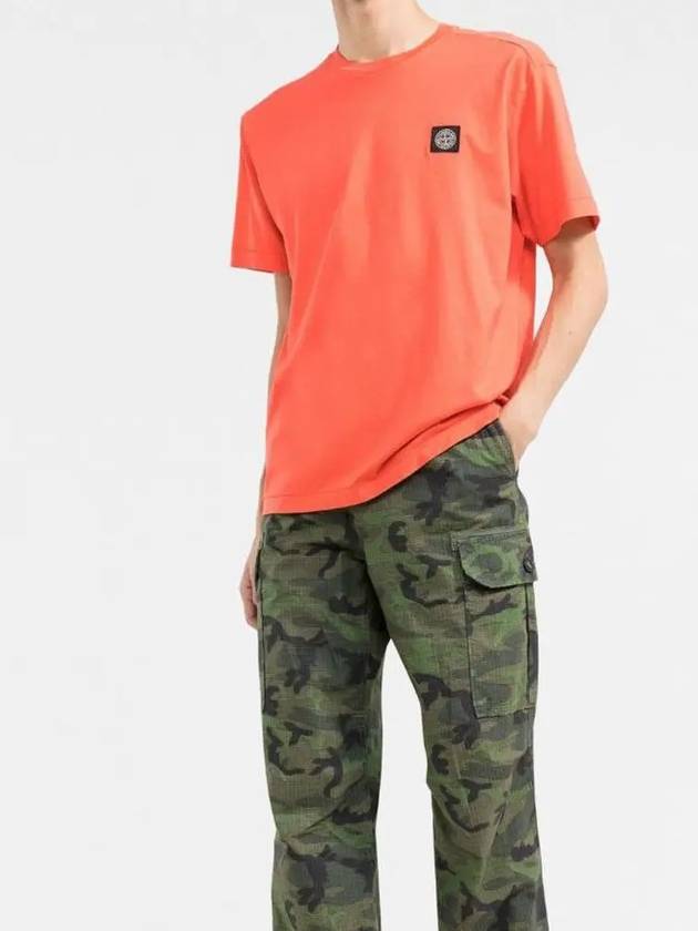 Mini Logo Patch Short Sleeve T-Shirt Orange - STONE ISLAND - BALAAN 4