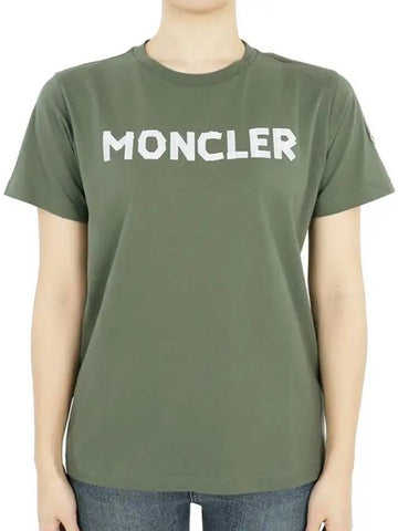 Kids Lettering Logo Printing Short Sleeve Khaki 8C00013 89AFV 89A 12 14A Adults can wear - MONCLER - BALAAN 1