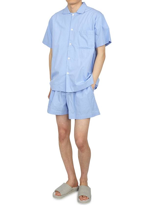 Poplin Pajamas Organic Cotton Short Sleeve Shirt Pin Stripe - TEKLA - BALAAN 6