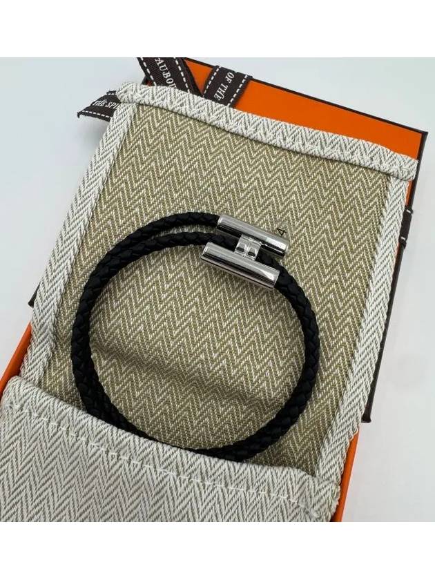 Tunis Tresse Palladium Bracelet Noir - HERMES - BALAAN 4