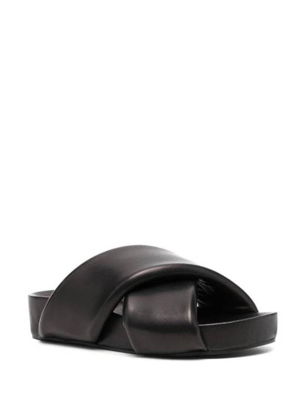 Women's Padded Cross Strap Slippers Black - JIL SANDER - BALAAN 6