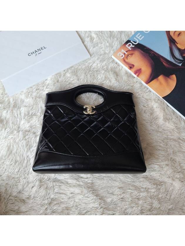 31 Bag Mini Shoulder Shiny Lambskin Gold Black AS4133 - CHANEL - BALAAN 2