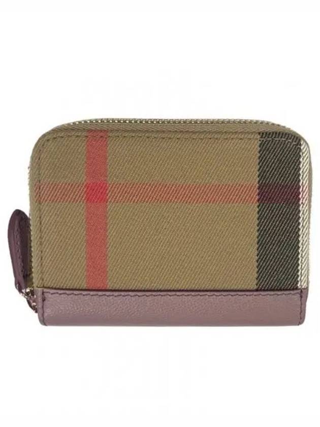 Check Zipper Around Card Wallet Indie Pink Brown - BURBERRY - BALAAN 1