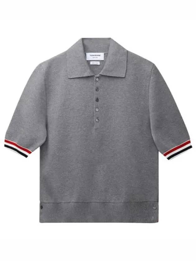 RWB Trimming Milano Stitch Short Sleeve Polo Shirt Grey - THOM BROWNE - BALAAN 2