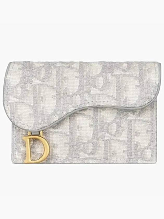 Saddle Flap Card Holder Grey  Oblique Jacquard - DIOR - BALAAN 2