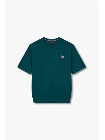 PS zebra patch crew neck knit dark green - PAUL SMITH - BALAAN 1