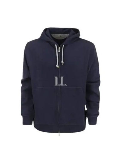 Tech Cotton Zip-Up Hoodie Navy - BRUNELLO CUCINELLI - BALAAN 2