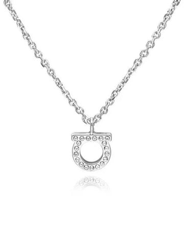 Gancini Crystal Necklace Silver - SALVATORE FERRAGAMO - BALAAN 1