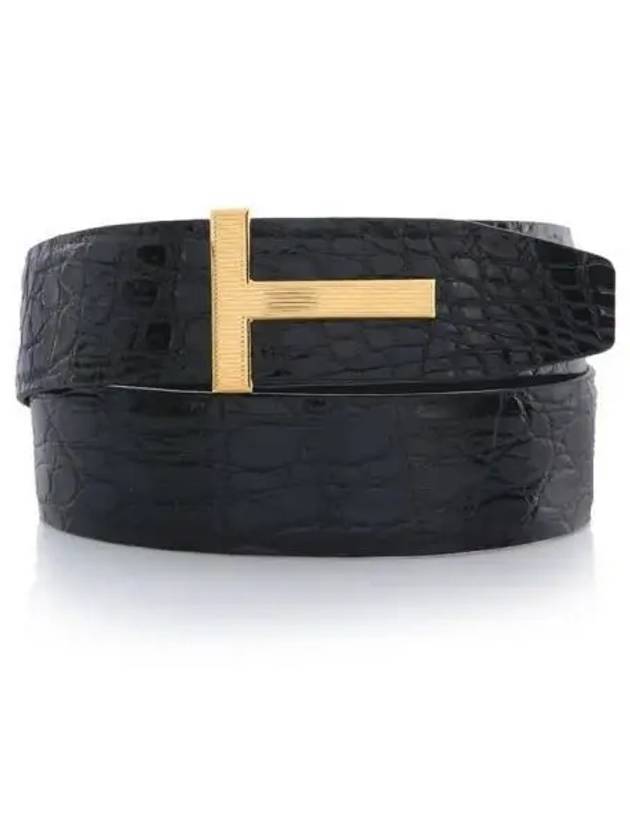 Gold T buckle reversible belt black - TOM FORD - BALAAN 1