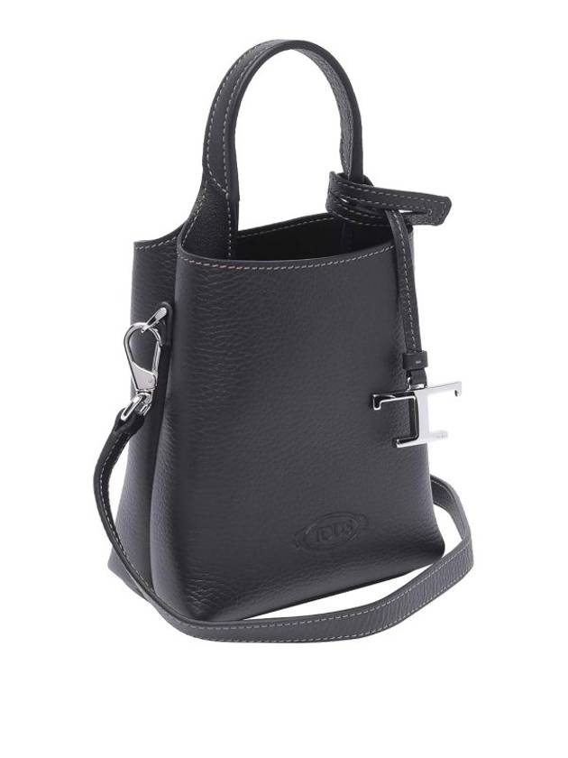 Micro Leather Mini Tote Bag Black - TOD'S - BALAAN 4