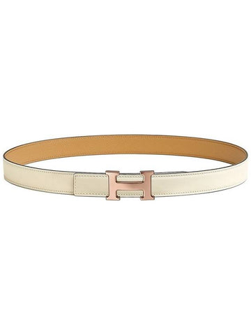 Mini H Belt Buckle Reversible Double sided Leather Strap 24mm H052150CAWB - HERMES - BALAAN 1