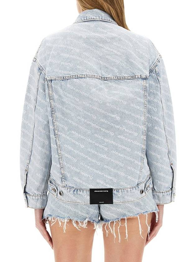 Women's Logo Print Denim Jacket - ALEXANDER WANG - BALAAN 4