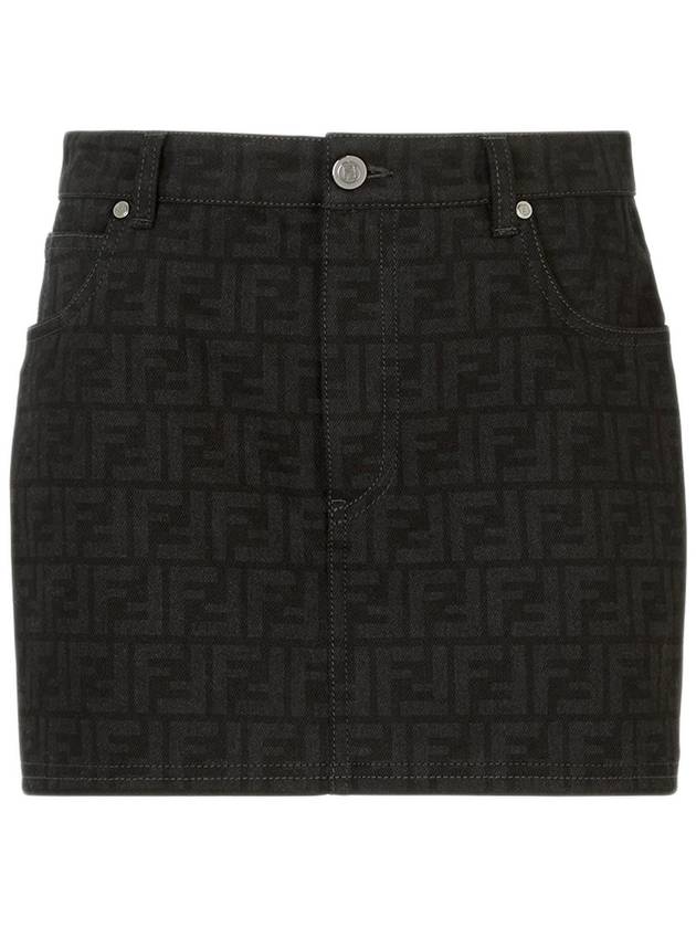 FF Denim Mini A-line Skirt Black - FENDI - BALAAN 2