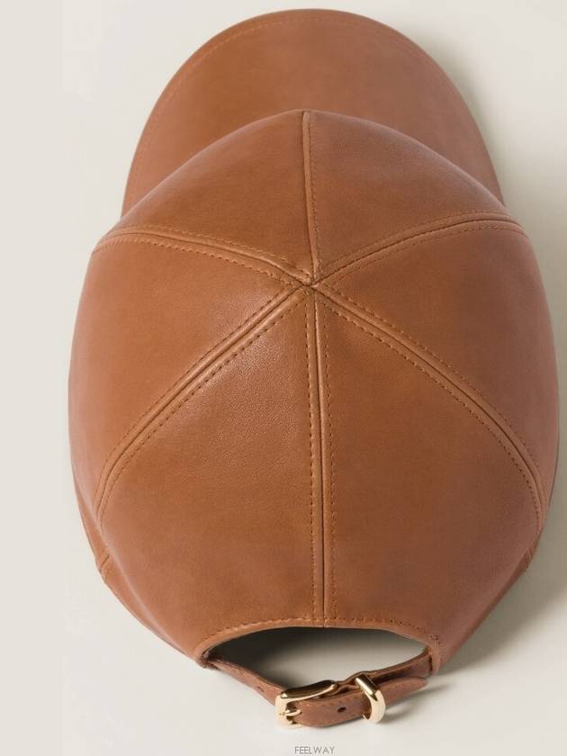 Nappa Leather Ball Cap Brown - MIU MIU - BALAAN 3