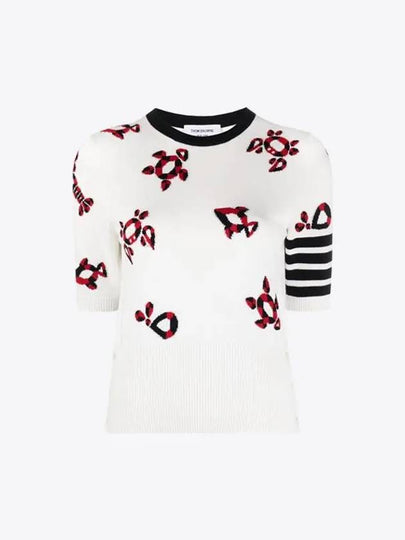 Women's 4 Bar Intarsia Knit Top White - THOM BROWNE - BALAAN 2