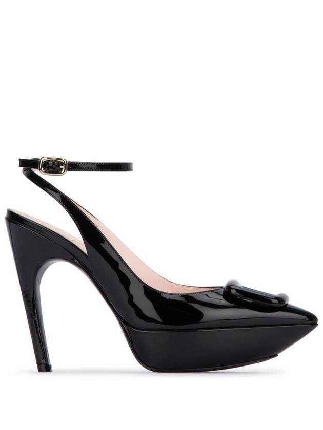 Choc Lacquered Buckle Patent Leather Slingback Black - ROGER VIVIER - BALAAN 2