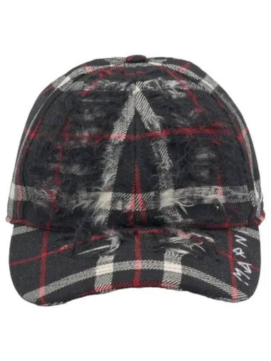 Wool Tartan Ball Cap Granite Hat - MARNI - BALAAN 1