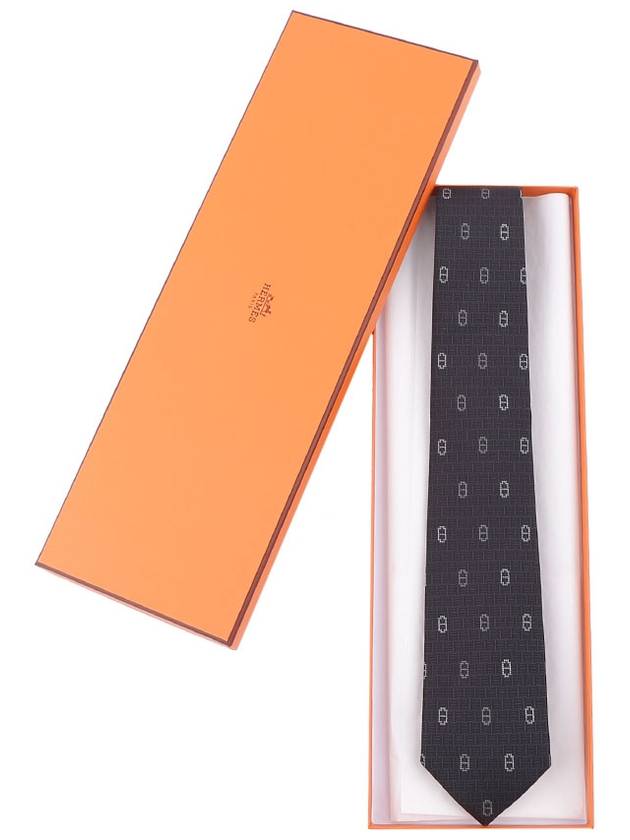 Men's Maillon D'hiver Tie Noir - HERMES - BALAAN 3