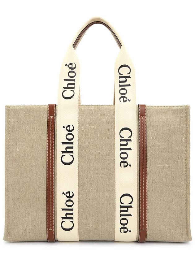 Woody Large Tote Bag White Brown Beige - CHLOE - BALAAN 5