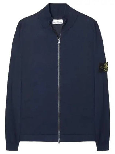 Soft Cotton Knit Zip-Up Jacket Navy - STONE ISLAND - BALAAN 2