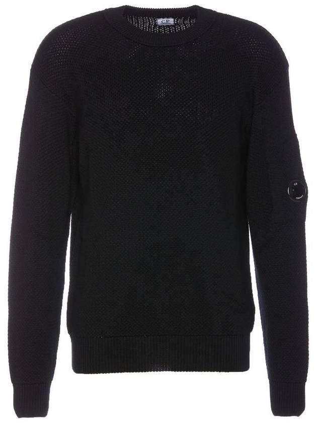 Re-Wool Lens Crewneck Knit Top Black - CP COMPANY - BALAAN 2