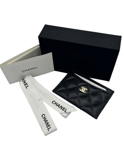 Gold CC Logo Caviar Card Wallet Black - CHANEL - BALAAN 2