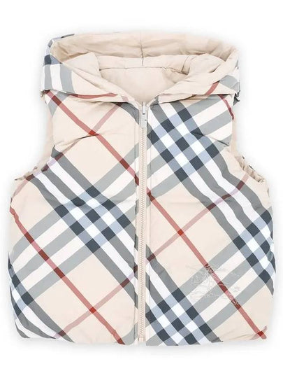 Kids Reversible Check Padded Vest Pale Stone - BURBERRY - BALAAN 2