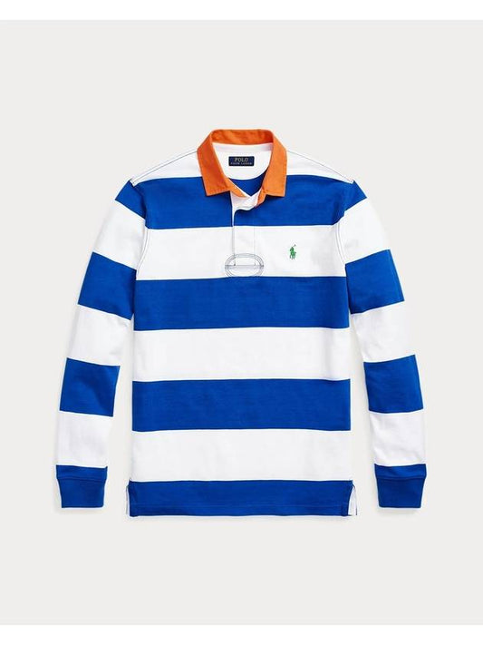 Block Stripe Classic Fit Polo Shirt Blue - POLO RALPH LAUREN - BALAAN 1