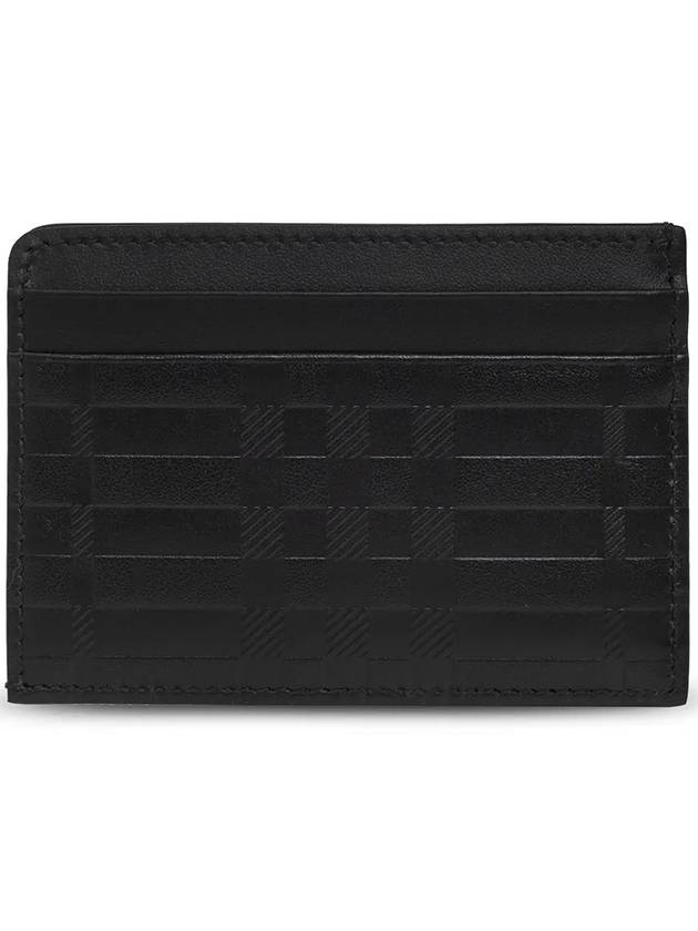 Embossed Check Leather Card Holder Black - BURBERRY - BALAAN 1