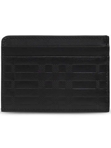 Embossed Check Leather Card Holder Black - BURBERRY - BALAAN 1