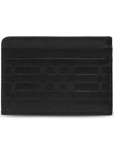 Embossed Check Leather Card Wallet Black - BURBERRY - BALAAN 1