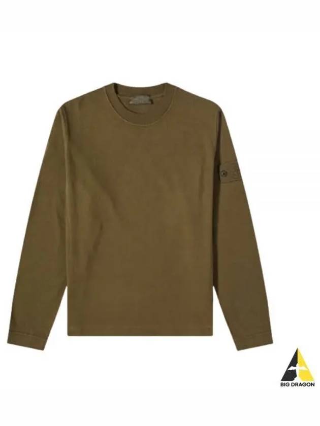 Ghost Piece Organic Cotton Badge Sweatshirt Military Green - STONE ISLAND - BALAAN 2